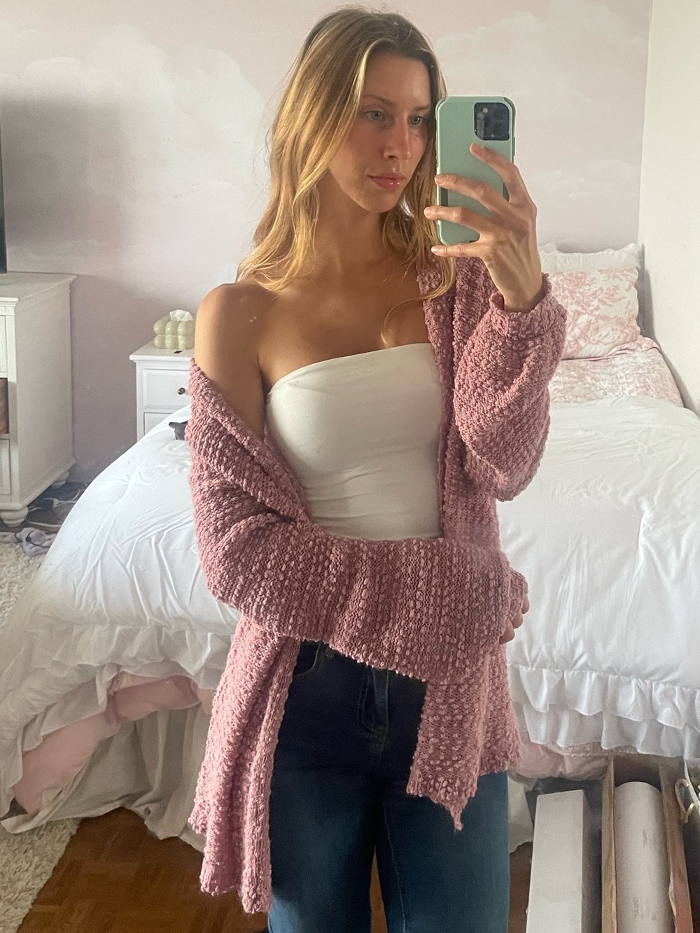 wild fable Dusty Rose Textured Knit Cardigan Sweater